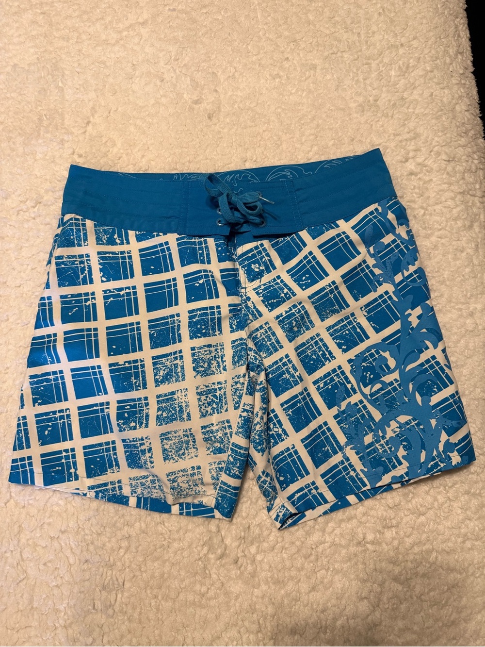 Women's Body Glove medium-Blue Athletic Swim Shorts with Drawcord Waist